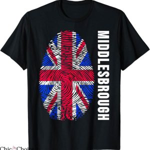 Retro Middlesbrough T-Shirt Union Jack Flag Fingerprint
