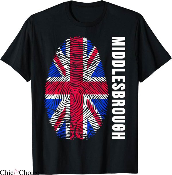 Retro Middlesbrough T-Shirt Union Jack Flag Fingerprint