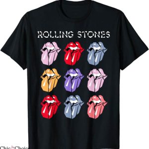 Rolling Stones T-Shirt Multi Color Tongue T-Shirt Trending