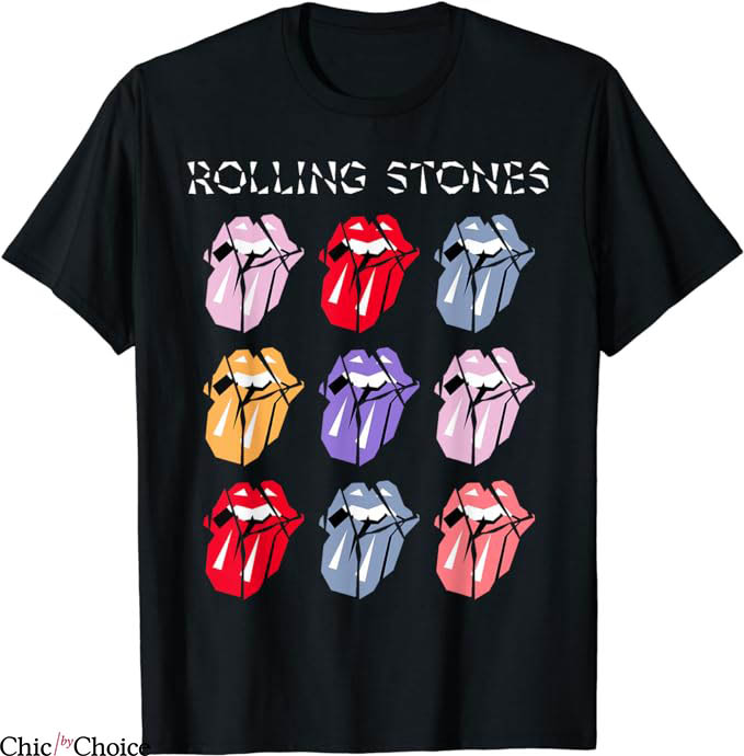 Rolling Stones T-Shirt Multi Color Tongue T-Shirt Trending Rolling Stones T-Shirt Multi Color Tongue T-Shirt Trending