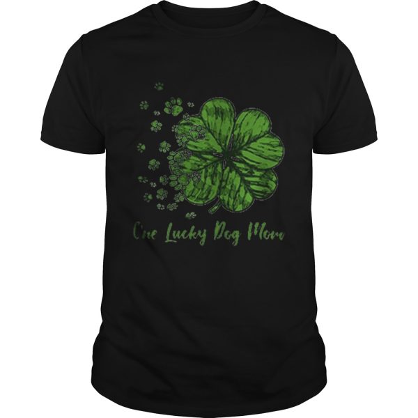 Shamrock dog paw one lucky dog mom shirt