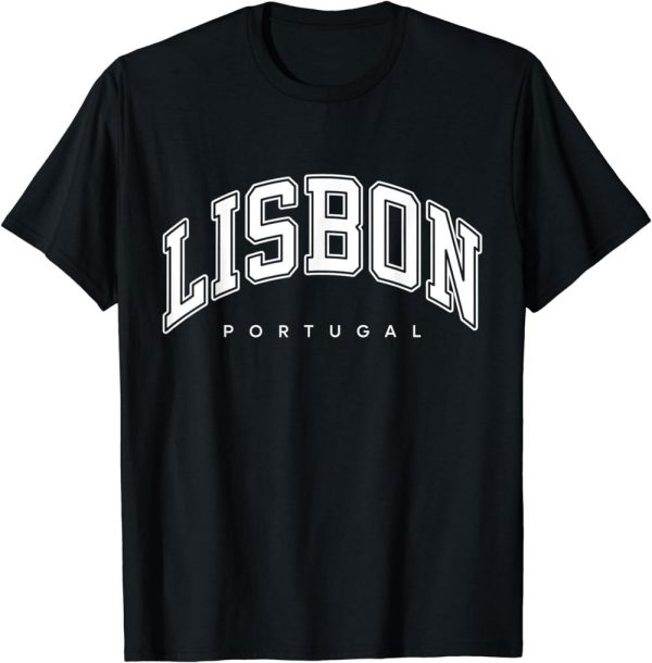 Sporting Lisbon T-Shirt Portugal Varsity Style White Text