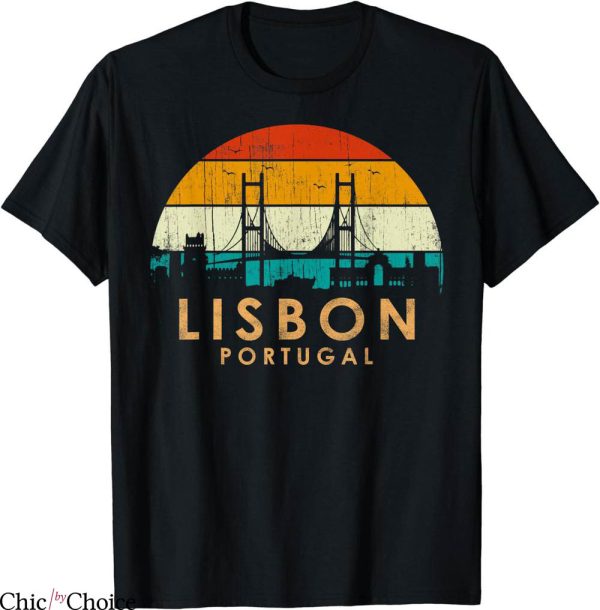 Sporting Lisbon T-Shirt Vintage Retro Style Landscape Sunset