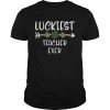 St Patricks Day Luckiest Teacher Ever Shamrock Buffalo Plaid shirt