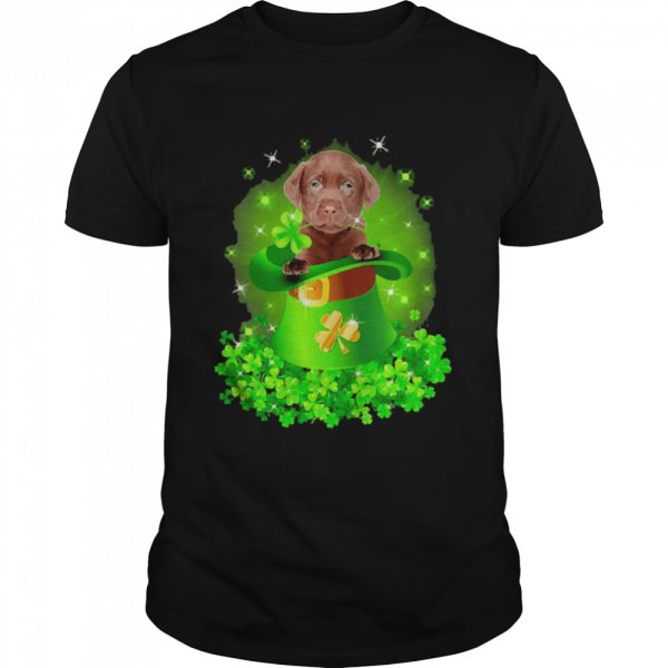 St. Patricks Day Shamrock Lucky Hat Chocolate Labrador Dogs Shirt