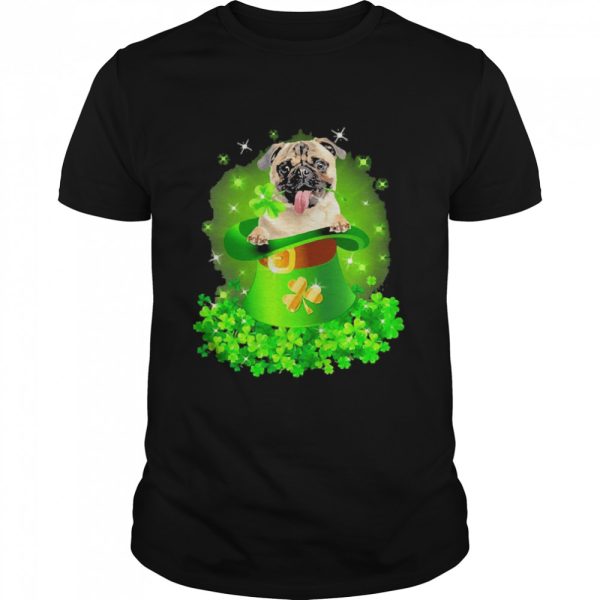 St. Patricks Day Shamrock Lucky Hat Fawn Pug Dogs Shirt