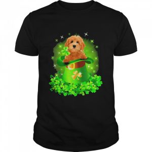 St. Patricks Day Shamrock Lucky Hat Red Goldendoodle Dogs Shirt