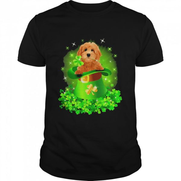 St. Patricks Day Shamrock Lucky Hat Red Goldendoodle Dogs Shirt