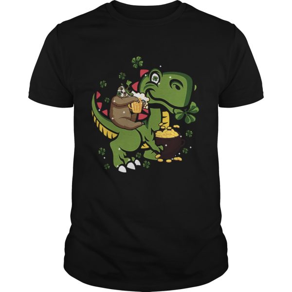 St Patricks Day Sloth On A TRex shirt