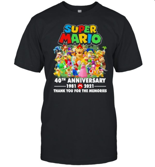 Super Mario 40th anniversary 1981 2021 thank you for the memories shirt