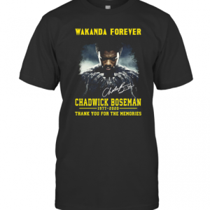 Wakanda Forever Black Panther Chadwick Boseman 1977 2020 Thank You For The Memories Rip Signature T-Shirt