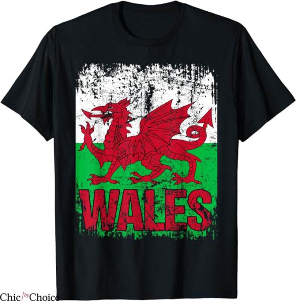 Wales Rugby T-Shirt Wales Flag Vintage Tee Shirt MLB