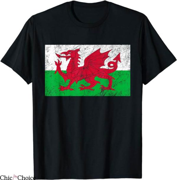 Welsh Rugby T-Shirt Retro Cymru Medieval Flag Welsh T-Shirt