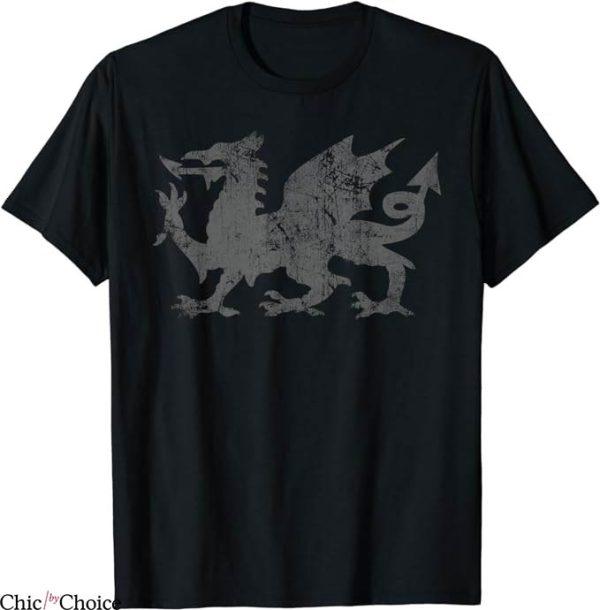 Welsh Rugby T-Shirt Welsh Flag Heraldry Dragon Tee MLB