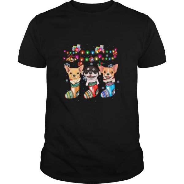 chihuahua socks merry Christmas light shirt