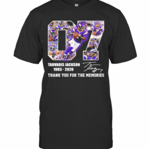 07 Tarvaris Jackson 1983 2020 Thank You For The Memories Signature T-Shirt