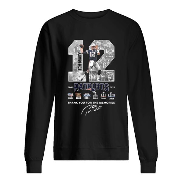 12 Tom Brady Patriots 2000 2020 Thank You For The Memories Signature shirt