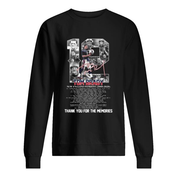 12 Tom brady new england patriots 2000-2020 signature thank you for the memories shirt