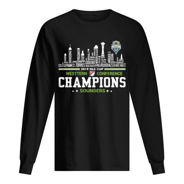 2019 MLS Cup Western Conference Champions Sounders building shirt