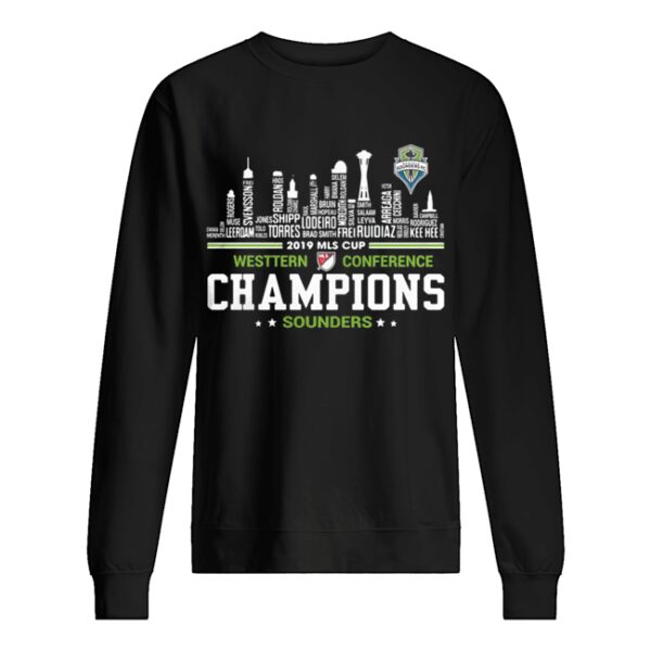 2019 MLS Cup Western Conference Champions Sounders building shirt