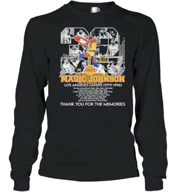 23 Magic Johnson Los Angeles Lakers1979 1996 Thank You For The Memories Signature Shirt