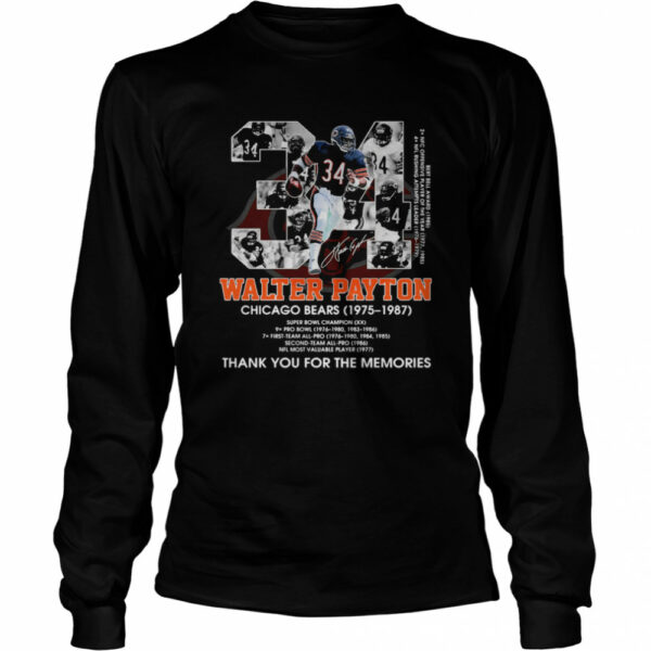 34 walter payton chicago bears thank you for the memories shirt