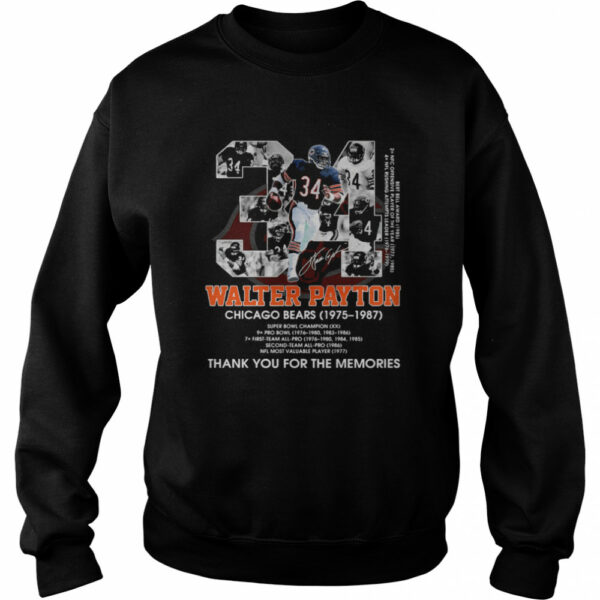 34 walter payton chicago bears thank you for the memories shirt