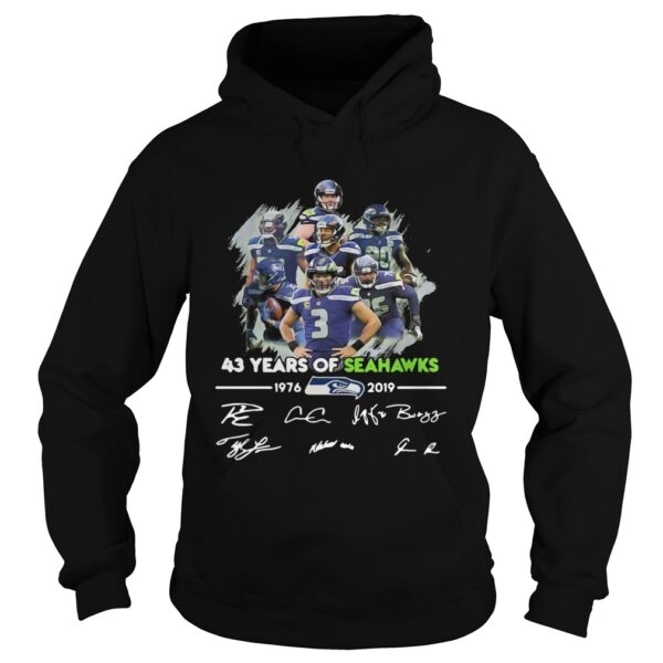 43 Years of Seattle Seahawks 19762019 signatures shirt