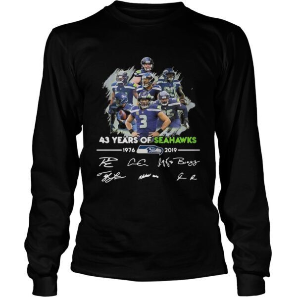 43 Years of Seattle Seahawks 19762019 signatures shirt