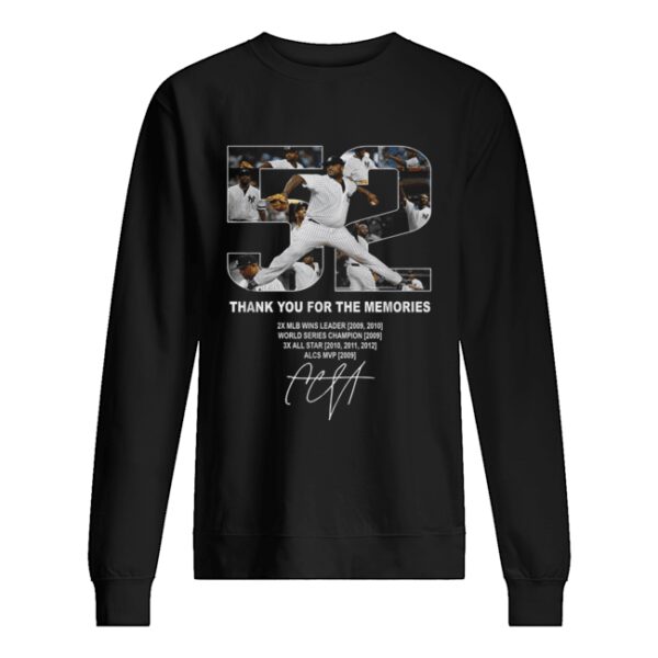 52 CC Sabathia Stats thank you for the memories shirt