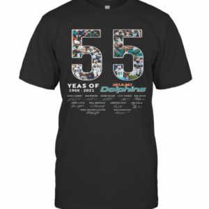 55 Years Of 1966 2021 Miami Dolphins Signatures T-Shirt