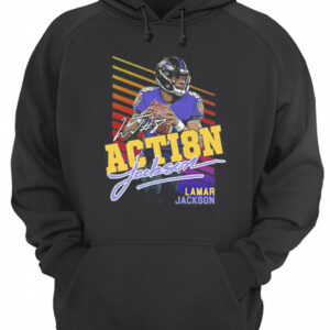 8 action Lamar Jackson Baltimore Ravens football signature shirt