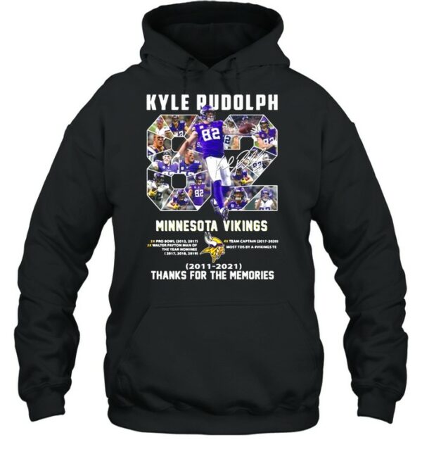 82 Kyle Rudolph Minnesota Vikings 2011 2021 Signature Thanks For The Memories shirt