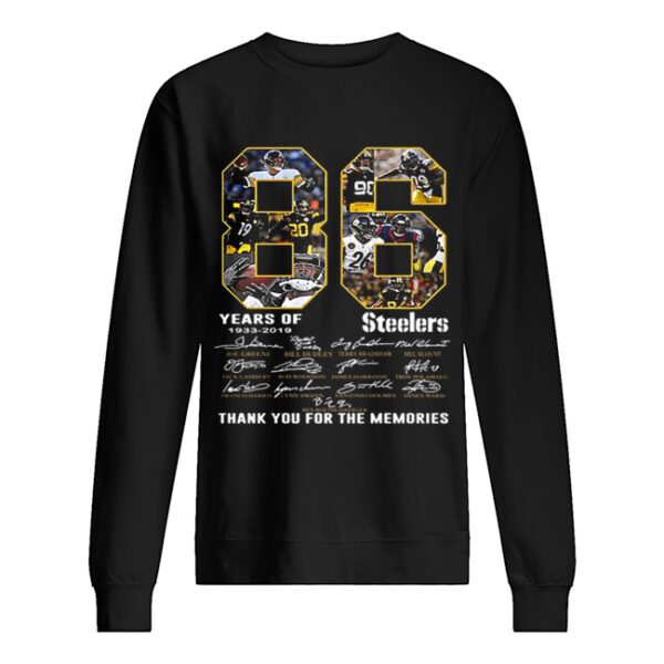 86 Years Of Pittsburgh Steelers 1933-2019 signatures shirt