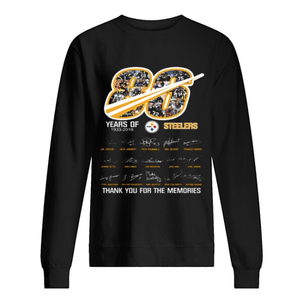 86 years of 1933-2019 Steelers thank you for the memories shirt