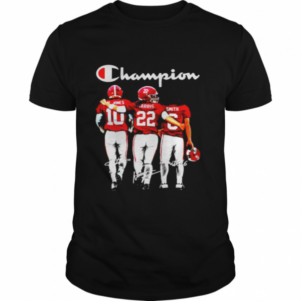 Alabama Crimson Tide Mac Jones Najee Harris and Devonta Smith Champions signatures shirt