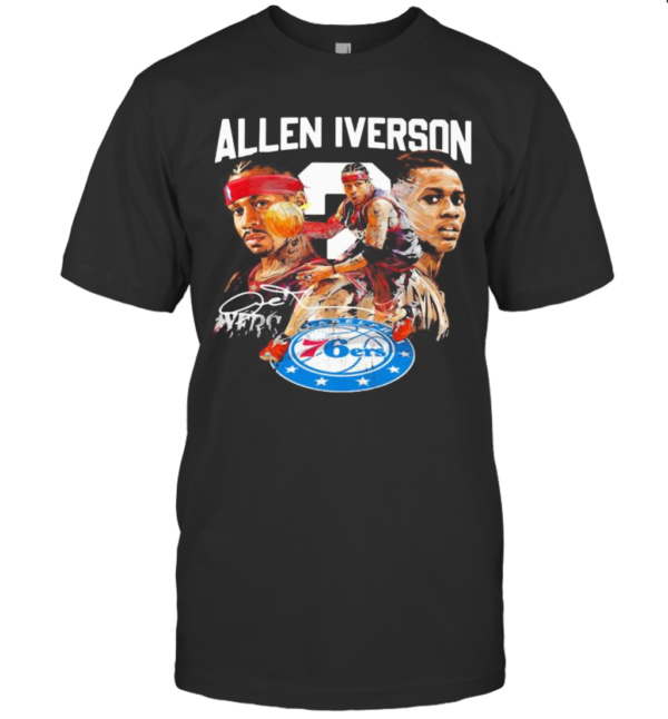 Allen Iverson Philadelphia 76Ers Basketball Player Signature T-Shirt