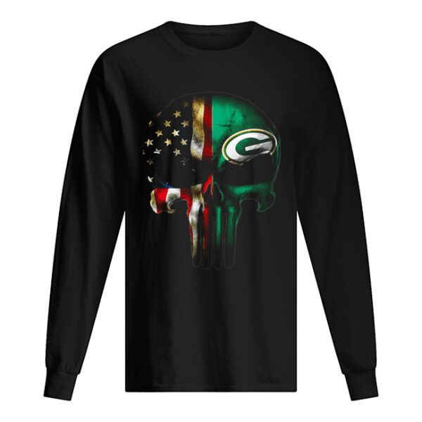 American Flag Veteran And Green Bay Packers Skull shirt