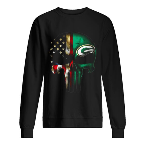 American Flag Veteran And Green Bay Packers Skull shirt