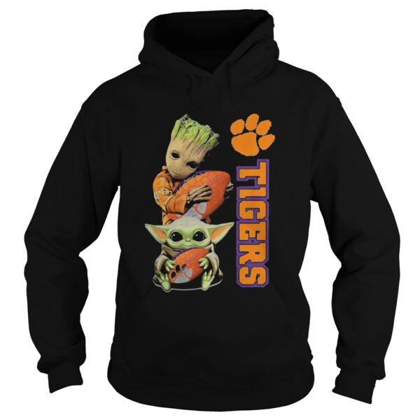 Baby Groot And Baby Yoda Hug Clemson Tigers shirt