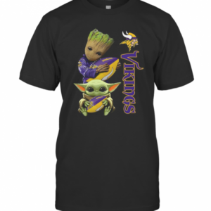 Baby Groot And Yoda Hug Minnesota Vikings T-Shirt
