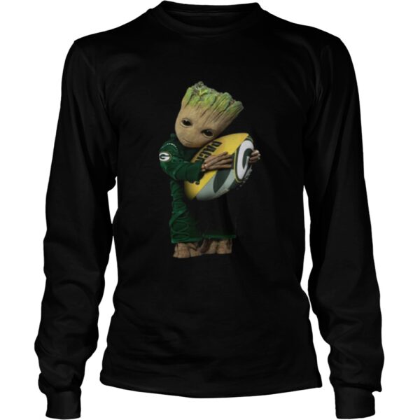 Baby Groot hug rugby ball Green Bay Packers shirt