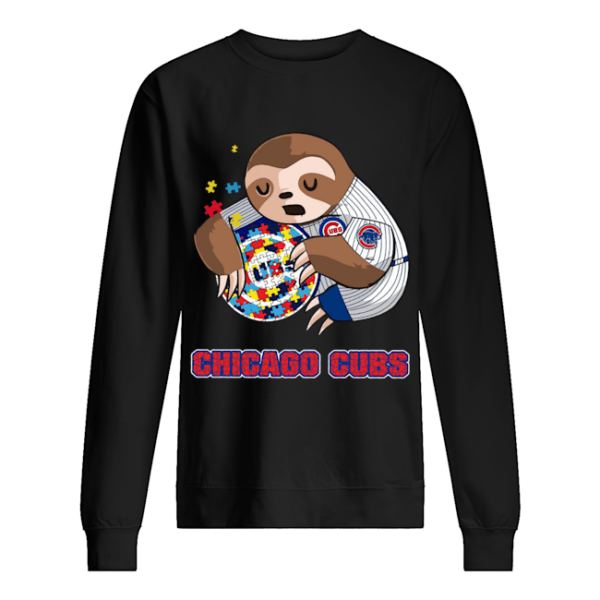 Baby Sloth Hug Chicago Cubs Autism Shirt