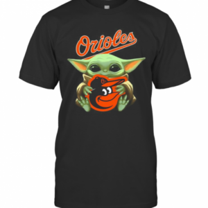 Baby Yoda Hug Baltimore Orioles Logo T-Shirt