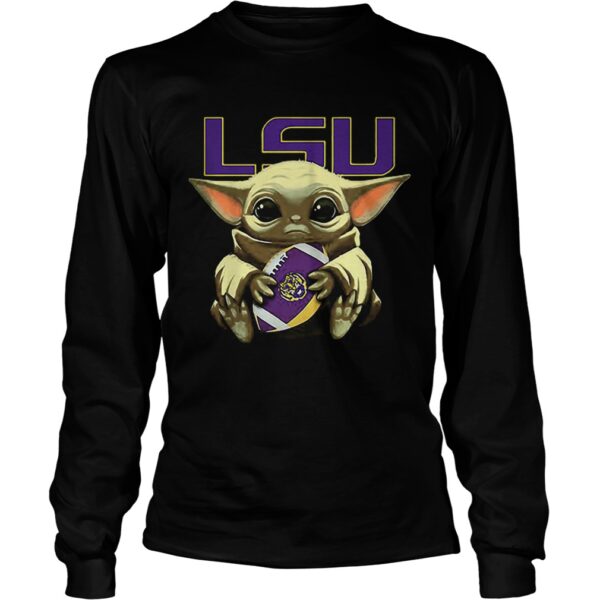 Baby Yoda Hug LSU Tigers Logo ball Star Wars shirt