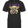 Baby Yoda Hug Lsu Tigers Football T-Shirt