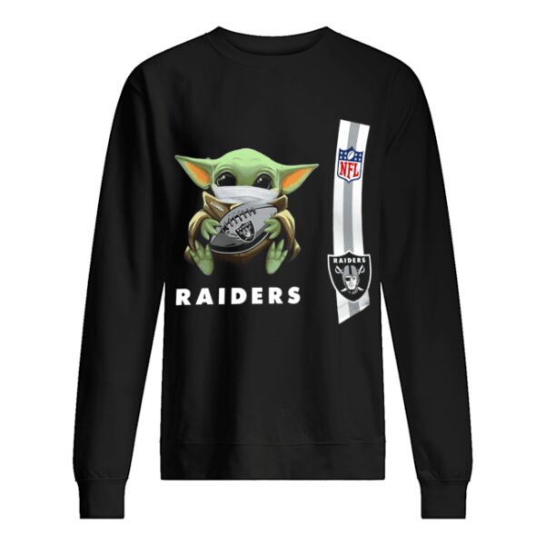 Baby yoda mask hug Oakland Raiders ball NFL shirt