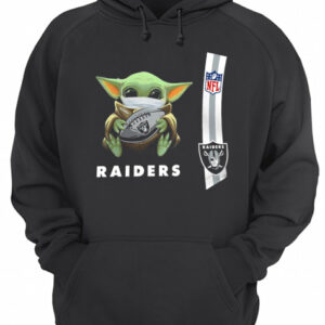 Baby yoda mask hug Oakland Raiders ball NFL shirt 2 Baby yoda mask hug Oakland Raiders ball NFL shirt 3