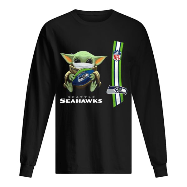 Baby yoda mask hug seattle seahawks ball NFL shirt