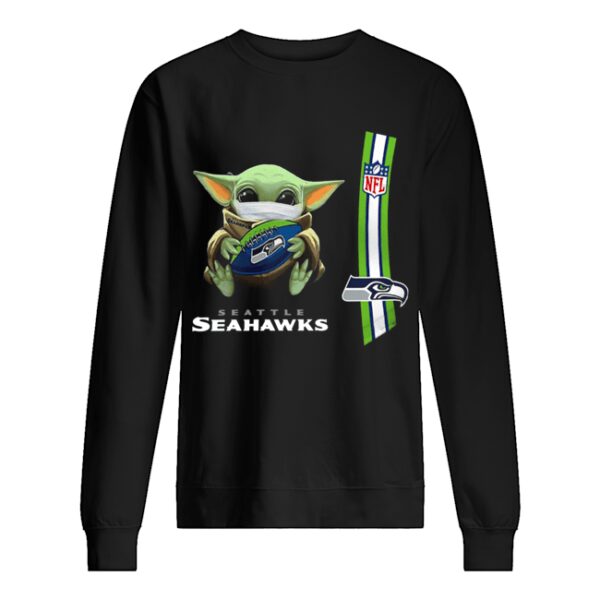 Baby yoda mask hug seattle seahawks ball NFL shirt